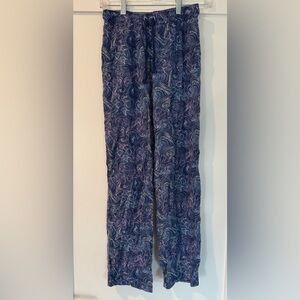 Jasmine & Ginger Navy and Lilac Swirl Print Tie-String Lounge Pants (XS)